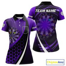 Load image into Gallery viewer, Black And Purple Dart Shirt With Pocket Option For Women Custom Dart Jersey TDM4284