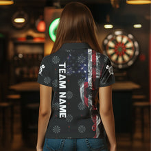Load image into Gallery viewer, Smoke American Flag Darts Polo, Quarter-Zip Shirt Custom Patriotic Dart Shirts For Women Dart Jerseys TDM2634