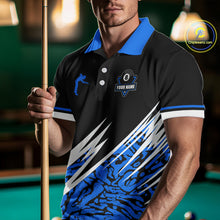 Load image into Gallery viewer, Personalized 8 Ball Billiard Jersey For Men Custom Black And Blue Pool Team Shirt Polo &amp; 1/4 Zip TDM5339