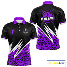 Load image into Gallery viewer, Personalized 8 Ball Billiard Jersey For Men Custom Black And Purple Pool Team Shirt Polo &amp; 1/4 Zip TDM5340