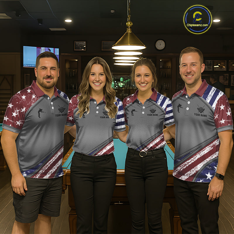 Personalized American Flag 8 Ball Billiard Shirt For Men Custom Patriotic Pool Team Jersey TDM5607