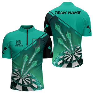 Turquoise Darts Jersey For Men Custom Darts Team Shirt With Pocket Option TDM3519