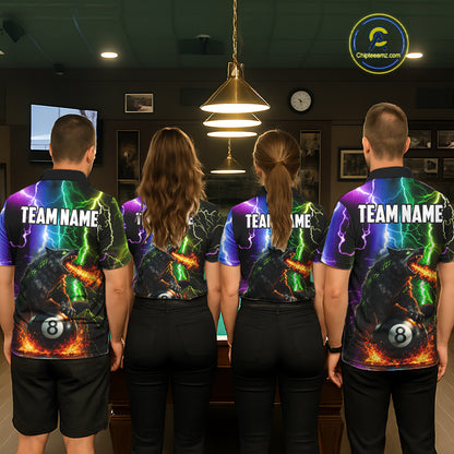 Colorful Lightning 8 Ball Wolf Billiard Shirt For Men Custom Pool Team Jersey Polo & 1/4 Zip TDM5987