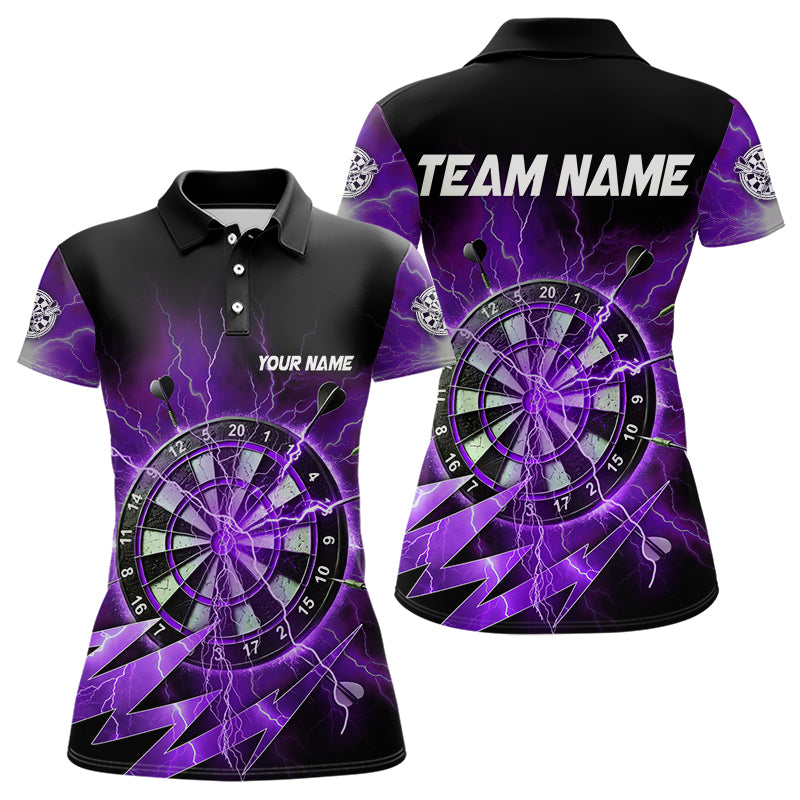 Personalized Purple Dartboard Thunder Storm Lighting Dart Shirts For Women Custom Team Dart Jerseys TDM3811