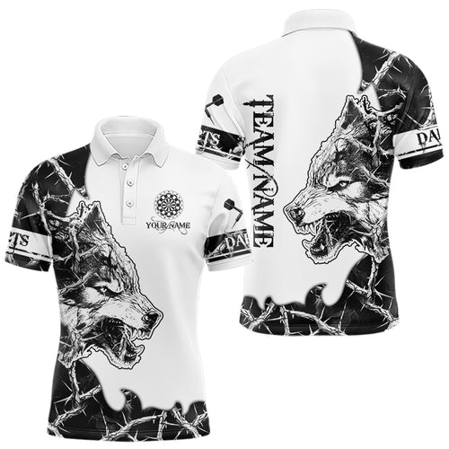 White Black Thorny Camo Wolf Dart Shirts For Men Custom Camouflage Dart Team Shirt Dart Jerseys TDM3815