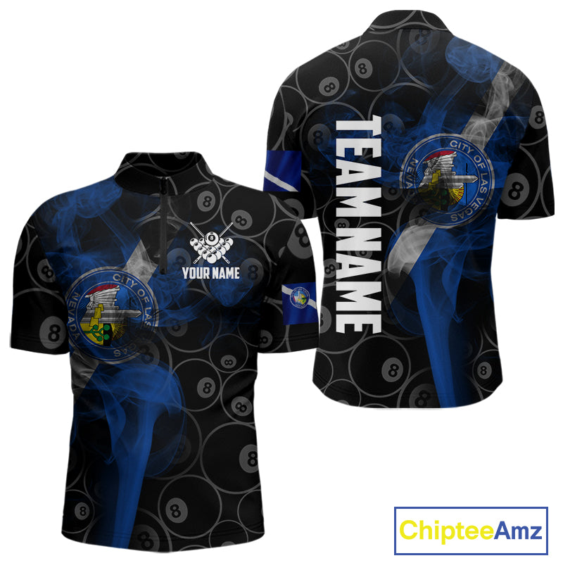 Personalized Las Vegas Flag Smoke Billiard Shirt For Men Custom 8 Ball Pool Team Jerseys TDM4287