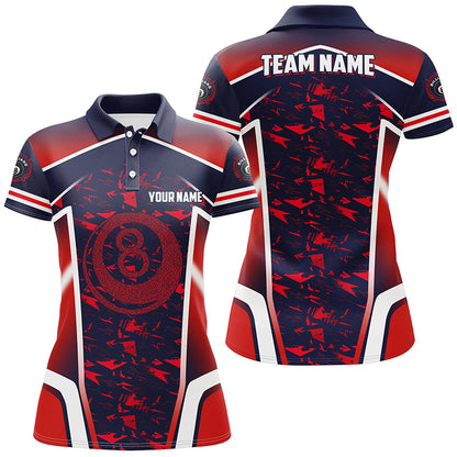 Personalized Name Red 8 Ball Pool Abstract 3D Billiard Shirts For Women Team League Billiard Jerseys TDM2145