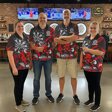 Load image into Gallery viewer, Black And Red Funny Bull Darts Shirt For Women Custom Darts Team Jersey Polo &amp; Quarter Zip Shirt TDM6237