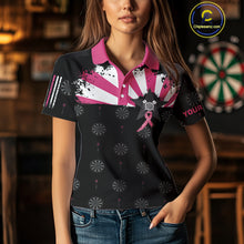 Load image into Gallery viewer, Personalized Pink Ribbon Darts Shirt For Women Custom Breast Cancer Awareness Darts Team Jersey TDM4492