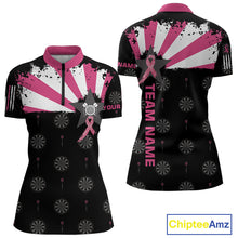 Load image into Gallery viewer, Personalized Pink Ribbon Darts Shirt For Women Custom Breast Cancer Awareness Darts Team Jersey TDM4492