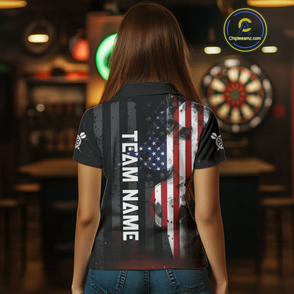 Personalized American Flag Patriotic Darts Shirt For Women Custom Darts Jersey Team Polo & 1/4 Zip TDM4922