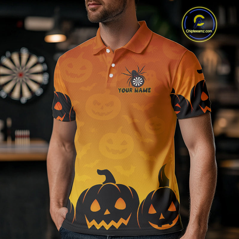 Personalized Orange Funny Spider Darts Shirt For Men Custom Halloween Darts Team Jersey, Dart Gift TDM4923