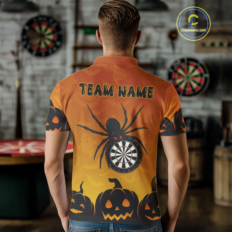 Personalized Orange Funny Spider Darts Shirt For Men Custom Halloween Darts Team Jersey, Dart Gift TDM4923