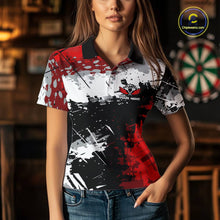 Load image into Gallery viewer, Red Grunge Paint Splash Dart Shirts For Women Custom Darts Jersey Team Polo &amp; Quarter Zip TDM5352