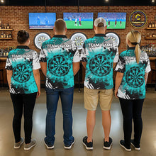 Load image into Gallery viewer, Turquoise Grunge Paint Splash Dart Shirts For Women Custom Darts Jersey Team Polo &amp; Quarter Zip TDM5353