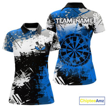 Load image into Gallery viewer, Blue Grunge Paint Splash Dart Shirts For Women Custom Darts Jersey Team Polo &amp; Quarter Zip TDM5354
