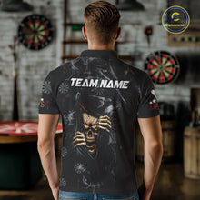 Load image into Gallery viewer, Personalized Skull Smoke Pattern Darts Shirt For Men Custom Darts Jersey Team Polo &amp; 1/4 Zip TDM5355
