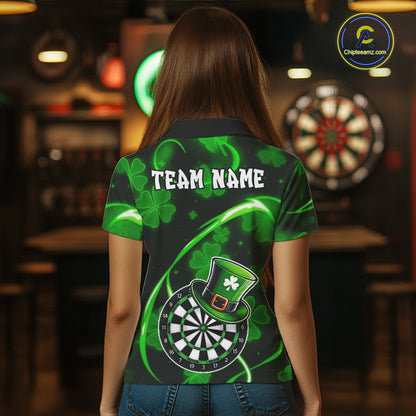 Green Glowing Shamrock Luckiest Darts Shirt For Women Custom St Patrick Day Darts Team Jersey TDM5356