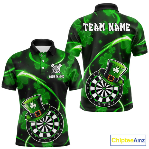 Green Glowing Shamrock Luckiest Darts Shirt For Men Custom St Patrick Day Darts Team Jersey TDM5356