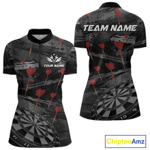 Load image into Gallery viewer, Black And Grey Grunge Dart Arrow Dart Shirts For Women Custom Dart Jerseys, Darts Team Shirts TDM3822