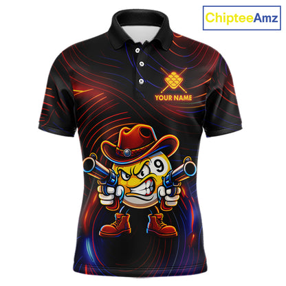 Funny Neon 9 Ball Billiard Shirt For Men Custom Pool Team Shirt, Billiard Jersey Polo & 1/4 Zip TDM6248