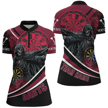Load image into Gallery viewer, Grim Reaper Red Darts Jersey Women Polo &amp; Quarter-Zip Shirts Custom Team League Darts Shirts TDM1727