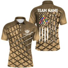 Load image into Gallery viewer, Personalized Gold Grunge American Flag Men Billiard Shirt Custom Patriotic Pool Player Jersey Shirt TDM1947