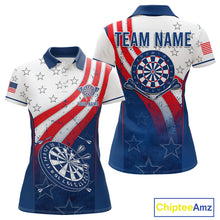 Load image into Gallery viewer, Personalized American Flag Womens Dart Shirts Custom Patriotic Red, White And Blue Darts Team Jersey TDM5150