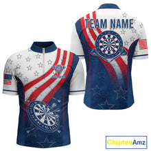 Load image into Gallery viewer, Personalized American Flag Mens Dart Shirts Custom Patriotic Red, White And Blue Darts Team Jersey TDM5150