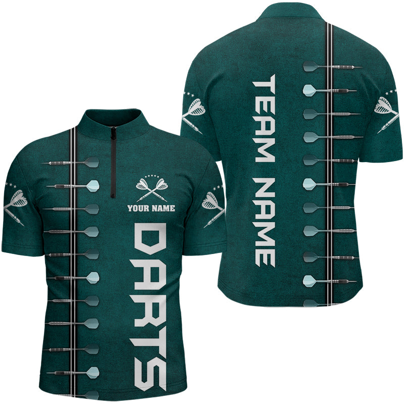 Personalized Dark Green Dart Polo & Quarter Zip Shirts For Men Custom Dart Jerseys Dart Team Shirt TDM3131