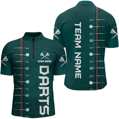 Personalized Dark Green Dart Polo & Quarter Zip Shirts For Men Custom Dart Jerseys Dart Team Shirt TDM3131
