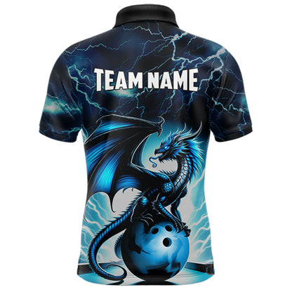 Blue Thunder Lightning Custom Dragon Bowling Shirts For Men, Bowling Team Jerseys Polo & 1/4 Zip TDM3678