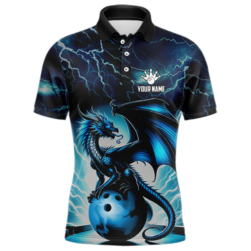 Blue Thunder Lightning Custom Dragon Bowling Shirts For Men, Bowling Team Jerseys Polo & 1/4 Zip TDM3678