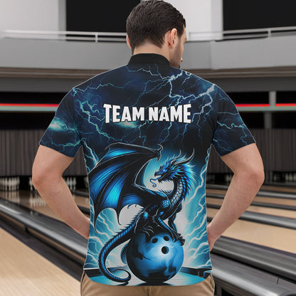 Blue Thunder Lightning Custom Dragon Bowling Shirts For Men, Bowling Team Jerseys Polo & 1/4 Zip TDM3678