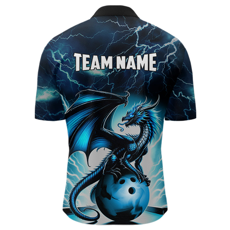 Blue Thunder Lightning Custom Dragon Bowling Shirts For Men, Bowling Team Jerseys Polo & 1/4 Zip TDM3678