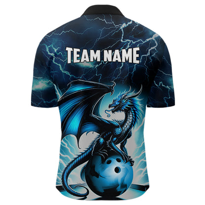 Blue Thunder Lightning Custom Dragon Bowling Shirts For Men, Bowling Team Jerseys Polo & 1/4 Zip TDM3678