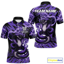 Load image into Gallery viewer, Custom Purple Dartboard Cobra Snake Lightning Darts Shirt For Men, Dart Team Jersey Polo &amp; 1/4 Zip TDM6016