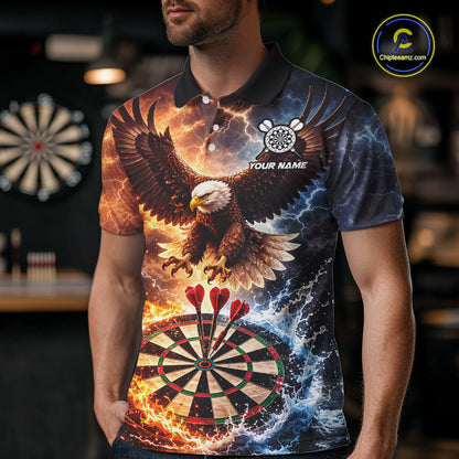 Personalized Eagle Water Fire Darts Shirt For Men, Lightning Darts Jersey Team Polo & 1/4 Zip TDM6019