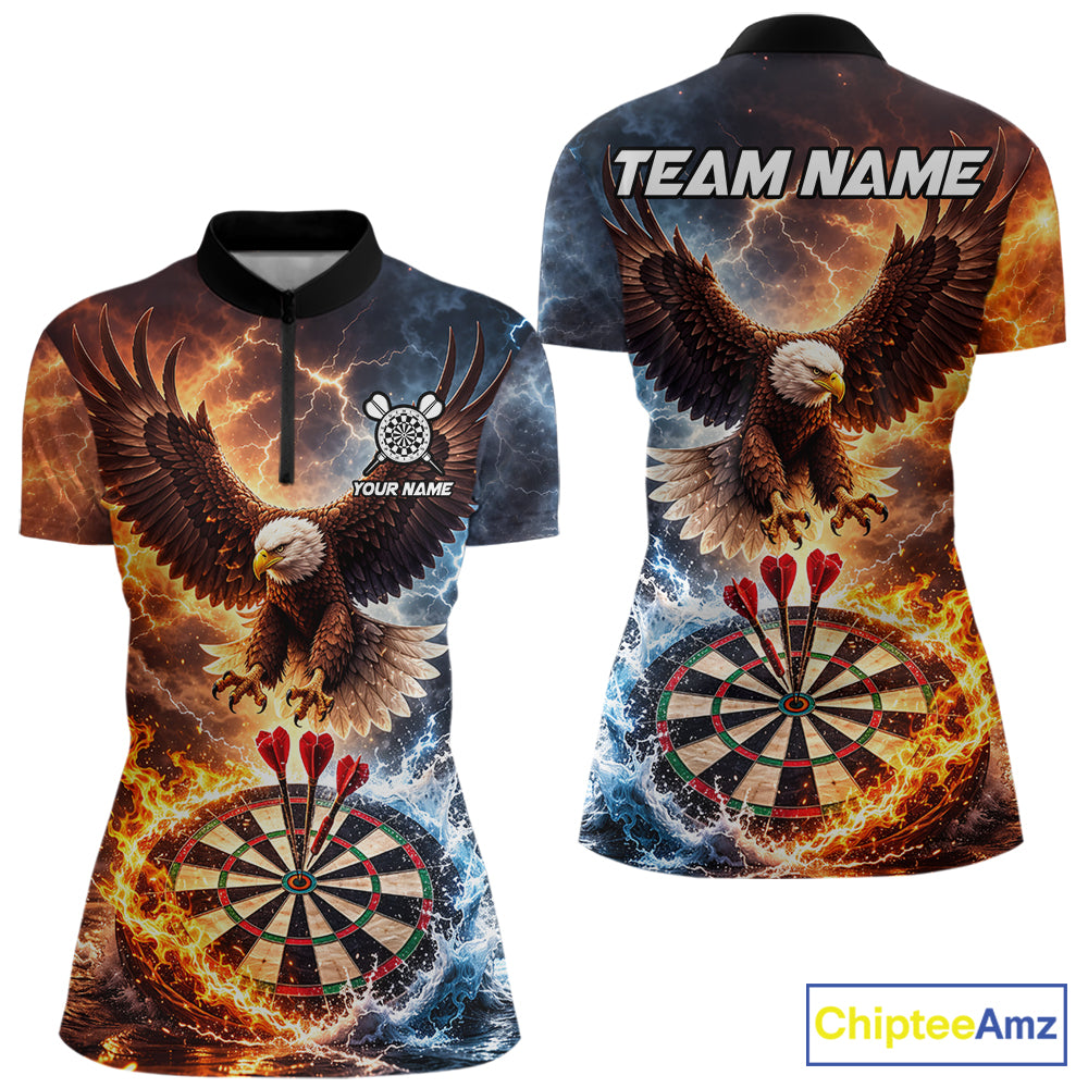 Personalized Eagle Water Fire Darts Shirt For Women, Lightning Darts Jersey Team Polo & 1/4 Zip TDM6019