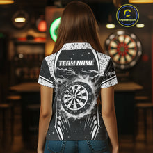 Load image into Gallery viewer, Personalized Thunder Lightning Dart Jersey For Women, Black White Darts Team Shirt Polo &amp; 1/4 Zip TDM4123
