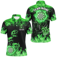 Load image into Gallery viewer, Fire Flame Darts Board Custom Skull Dart Shirts For Men, Grim Reaper  Dart Jerseys | Green TDM2904