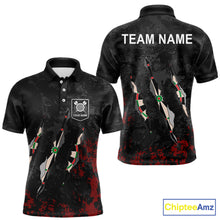 Load image into Gallery viewer, Custom Red Black Grunge Dart Shirts With Pocket Option For Men, Darts Jersey TDM5371