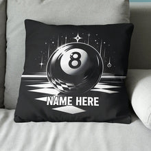Load image into Gallery viewer, Billiard 8 Ball Pool Custom Name Black Pillow Best Billiard Pillow Gifts TDM0873