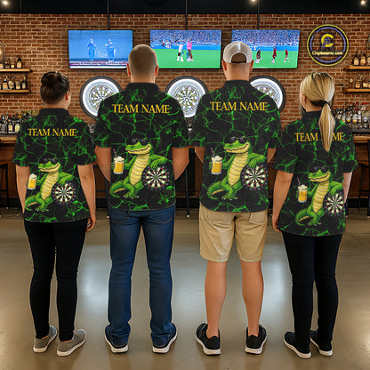 Black And Green Funny Alligator Darts Shirt For Women Custom Lightning Darts Team Jersey Outfit TDM5873