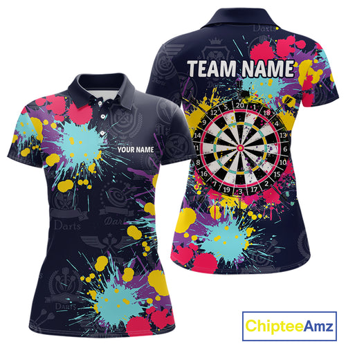 Colorful Paint Custom Dart Shirt With Pocket Option For Women, Darts Jersey TDM4133