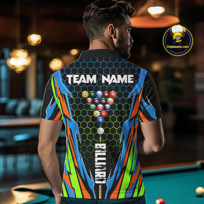 Colorful 8 Ball Billiard Jersey For Men Custom 8 Ball Pool Team Shirt Billiard Polo & 1/4 Zip TDM4934