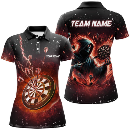 Personalized  Grim Reaper Fire Dart Shirts For Women Custom Darts League Team Jerseys TDM2918