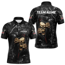 Load image into Gallery viewer, Personalized Skull 8 Ball Smoke Pattern Billiard Shirts For Men, 8 Ball Pool Black Billiard Jerseys TDM3157