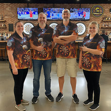 Load image into Gallery viewer, Personalized Fire Flame Eagle Darts Polo &amp; 1/4 Zip Custom Darts Shirt For Women, Darts Team Jersey TDM5377