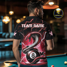 Load image into Gallery viewer, Red 8 Ball Lightning Thunder Cobra Snake Billiard Shirt For Men Custom Pool Team Jersey TDM5874